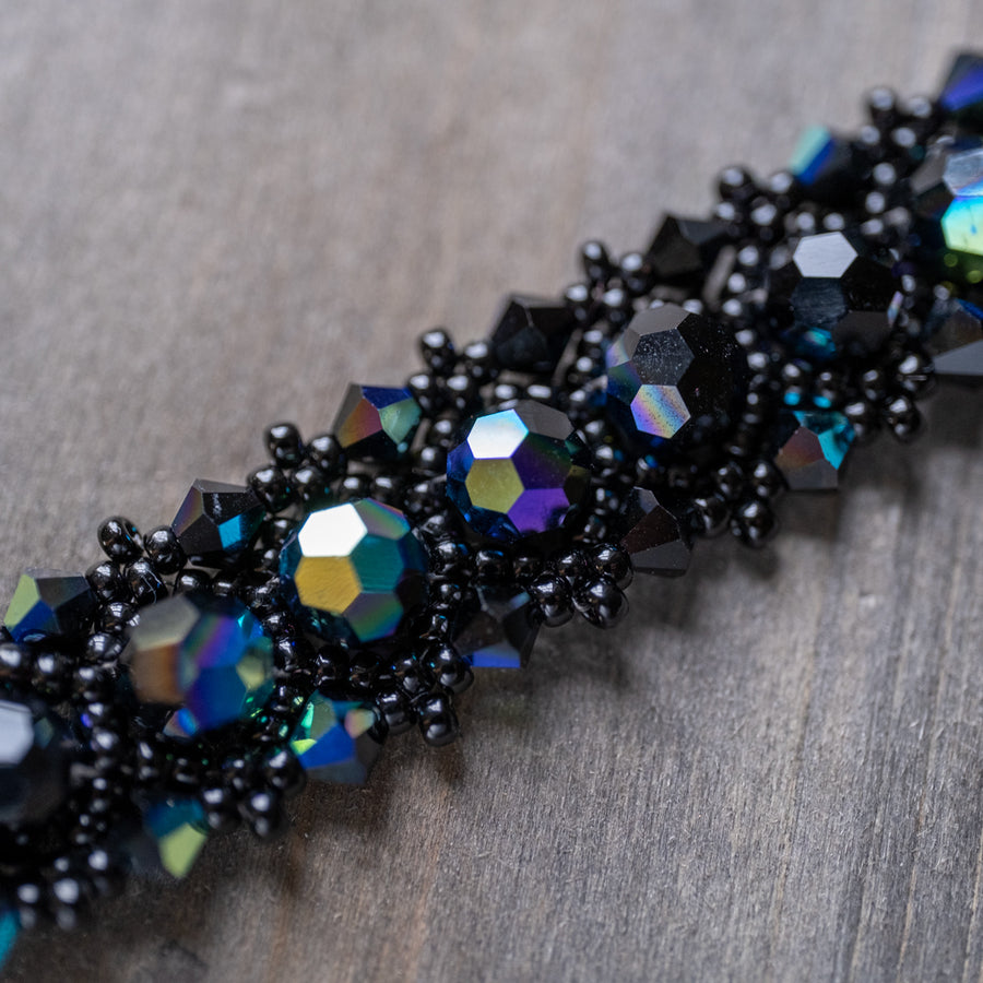 Raven's Lace | Handmade Crystal Bead-Woven Bracelet