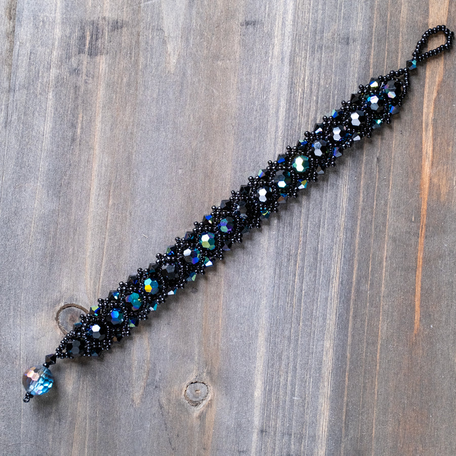 Raven's Lace | Handmade Crystal Bead-Woven Bracelet