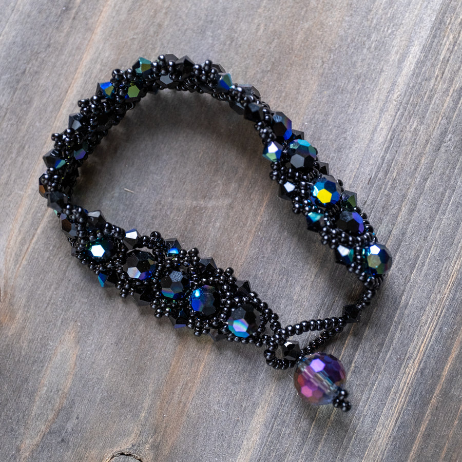 Raven's Lace | Handmade Crystal Bead-Woven Bracelet