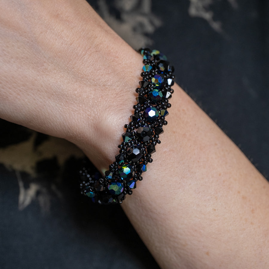 Raven's Lace | Handmade Crystal Bead-Woven Bracelet