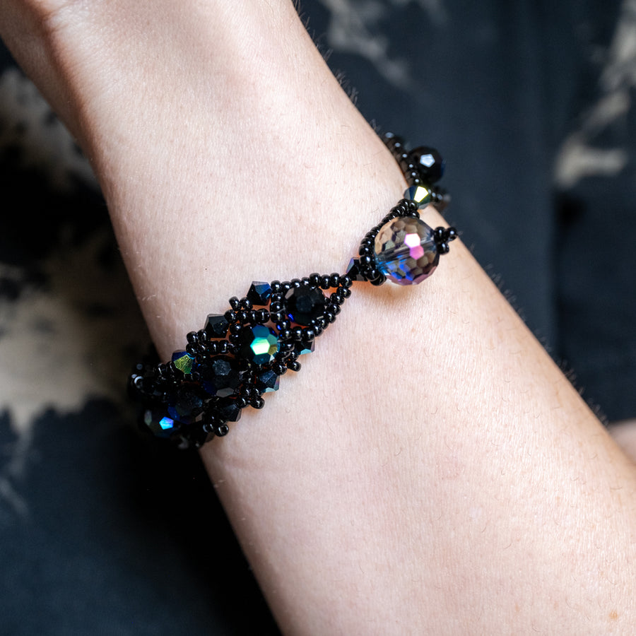 Raven's Lace | Handmade Crystal Bead-Woven Bracelet