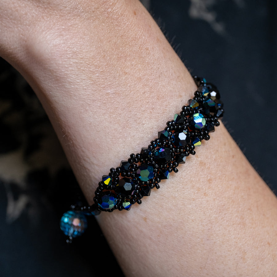 Raven's Lace | Handmade Crystal Bead-Woven Bracelet