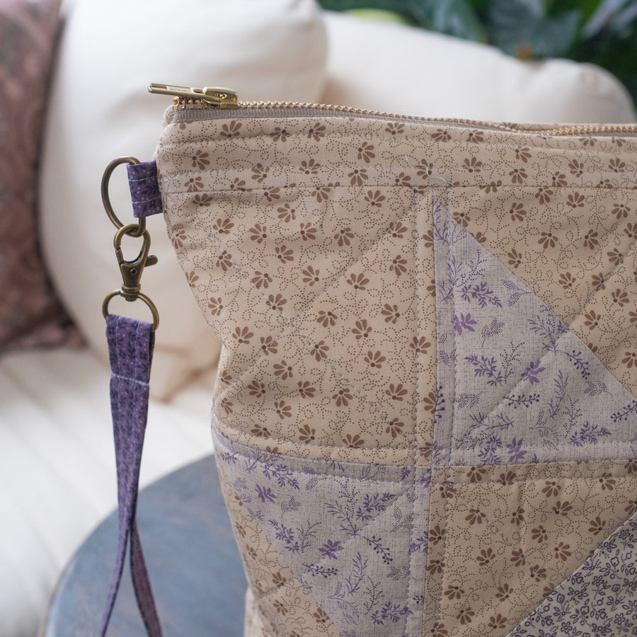 Quilted Project Bag, Cream, ZIPPER PROJECT BAG