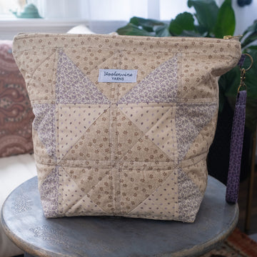Quilted Project Bag, Cream, ZIPPER PROJECT BAG