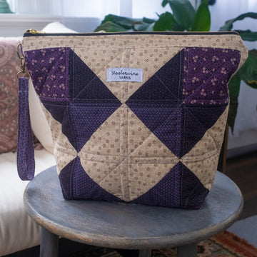 Quilted Project Bag, Purple, ZIPPER PROJECT BAG