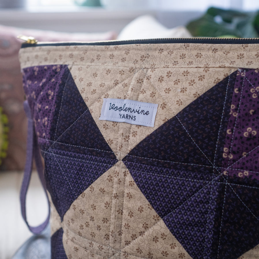 Quilted Project Bag, Purple, ZIPPER PROJECT BAG