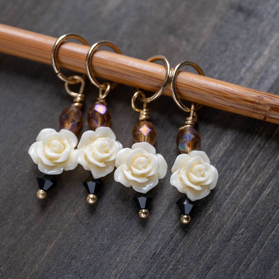 Ivory Stone Roses | Handmade Stitch Markers