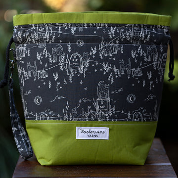 Night Of the Undead Cats (Green), DRAWSTRING PROJECT BAG